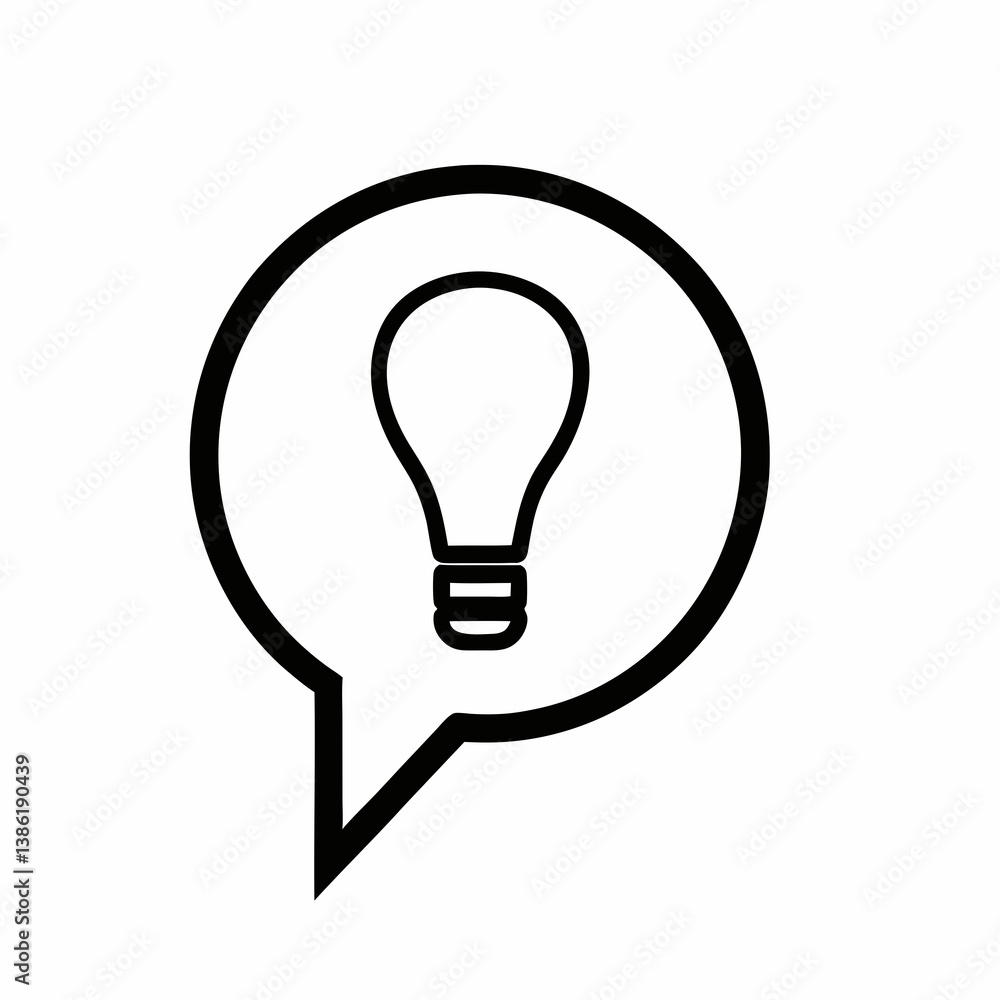 Poster lightbulb idea icon in speech bubble vector design template graphic