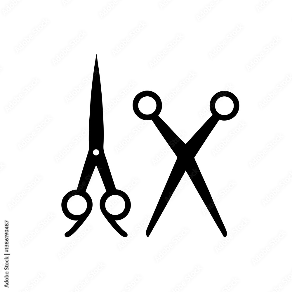 Poster two scissors vector illustration open and closed isolated on white background