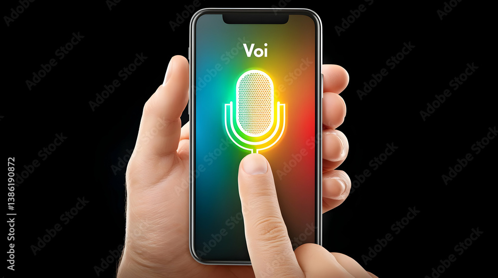 Poster high-quality colorful recording of ai voice interaction on smartphone