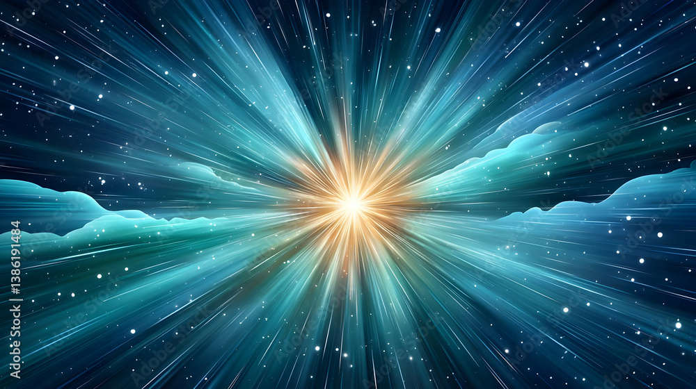 Poster abstract representation of hyperspace warp speed effect design