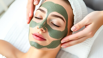 Beautiful and attractive young adult woman receiving professional beauty or skincare treatment with