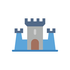 Simple Castle Icon Illustration - Cartoon Fort Structure