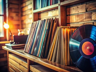 Vintage Vinyl Record Collection: Warm, Dusty Analog Sound