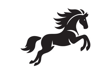 Jumping horse icon silhouette illustration with white background. (1)