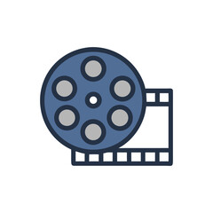 Film Reel and Strip Icon: Movie, Cinema Industry