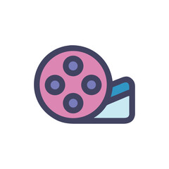 Film reel icon vector illustration in flat design