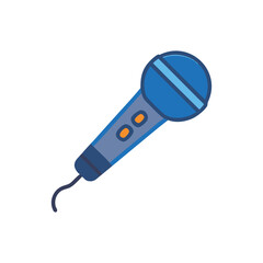 Blue Cartoon Microphone Illustration on a White Background