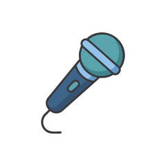 Isolated Blue Cartoon Microphone Vector Design on White