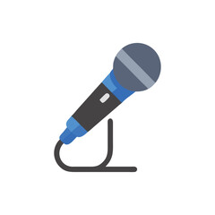 Blue and black microphone on stand illustration image