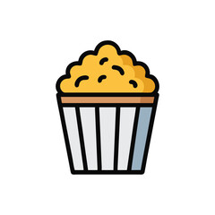 Popcorn bucket icon, movie snack, food and entertainment
