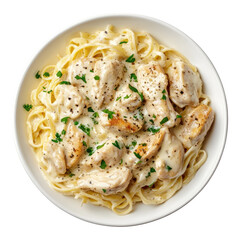 Alfredo Chicken Pasta Isolated on transparent background