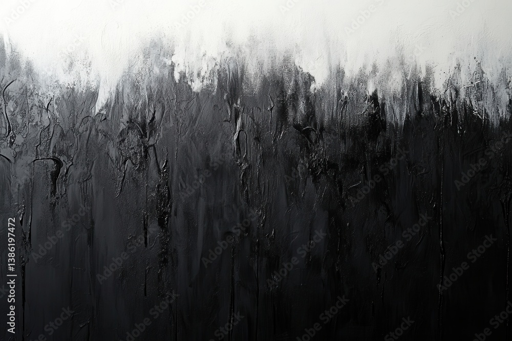 Fototapete water droplets collect on a smooth black surface, showcasing contrast against a white background in 