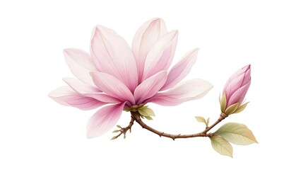 Naklejka premium Floral Elegance, Botanical Illustration, Nature Decor, Flower Painting