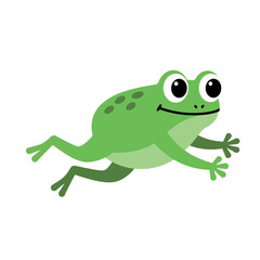 Obraz premium Green frog leaping joyfully in a playful, minimal design style vector illustration