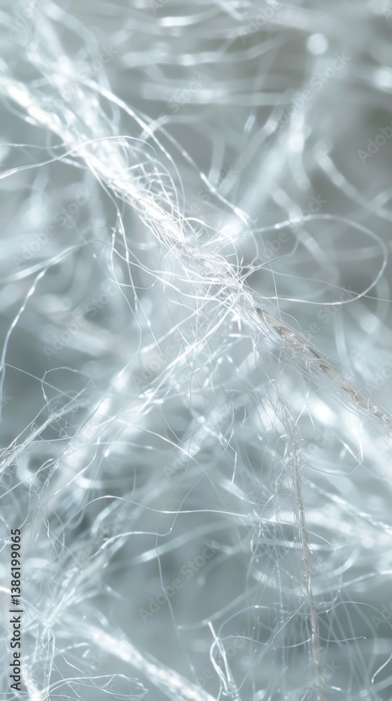 Poster exploring the intricate structure of natural and synthetic fibers through macro photography techniqu