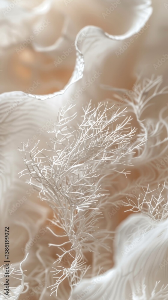Poster exploring the intricate microscopic structure of natural and synthetic fibers in textile science