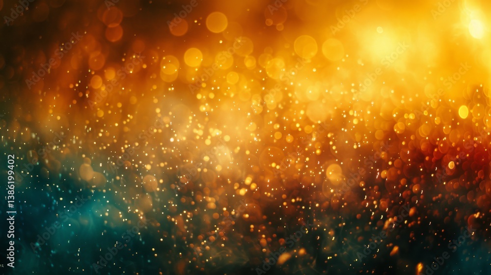 Poster soft overlapping bokeh lights create a dreamy golden atmosphere against a dark backdrop for a serene