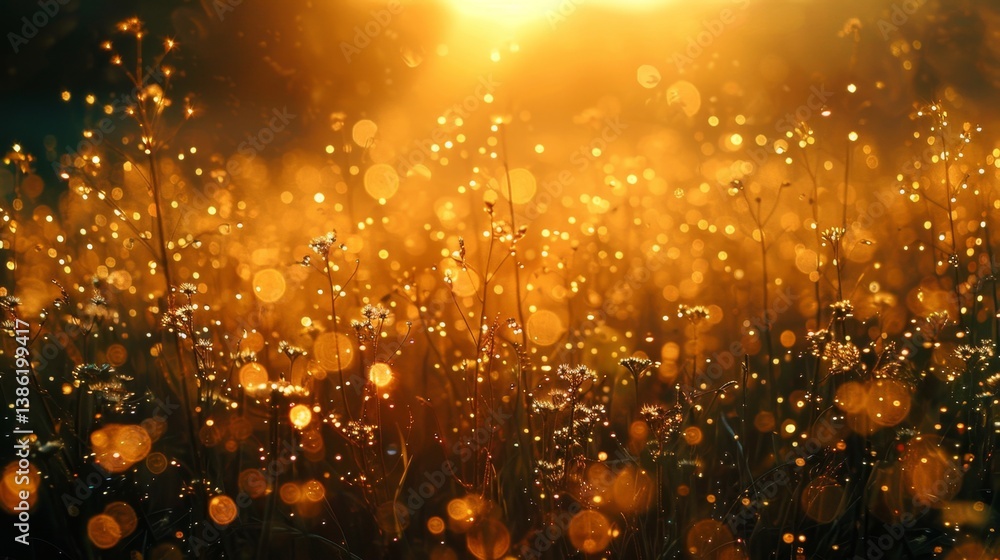 Poster soft overlapping bokeh lights create a dreamy atmosphere with golden tones in a warm abstract backgr