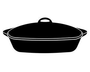 A casserole dish silhouette on white background.