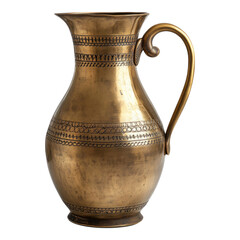 Large brass vase with a handle. PNG, Transparent