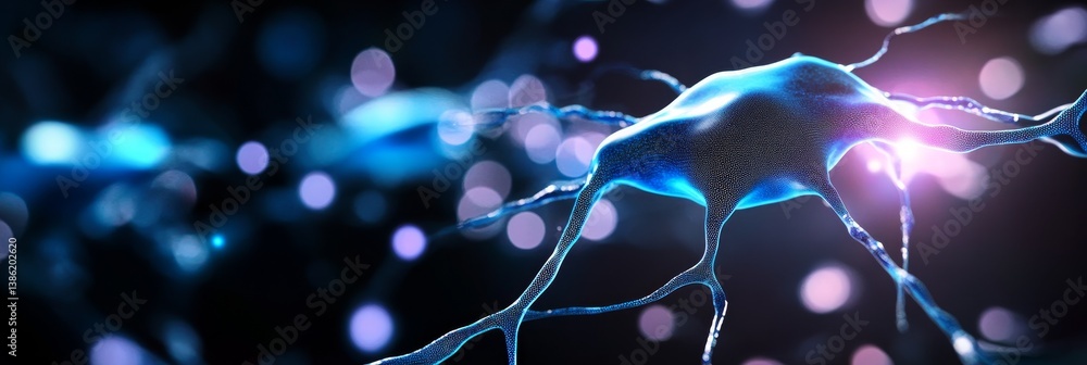 Poster touch exploring the infinite network - a microscopic view of neural connections, symbolizing communi