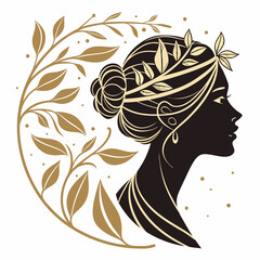 Elegant gold foil silhouette of a beautiful girl. Luxury vector illustration perfect for beauty and fashion designs.