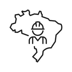workforce occupation in Brazil clip art icon symbol, Brazilian worker, employment and labor, business finance and industry, isolated line vector illustration
