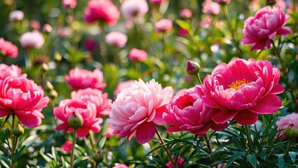 Obraz premium Enchanting Peony Garden - Hidden Oasis of Beauty