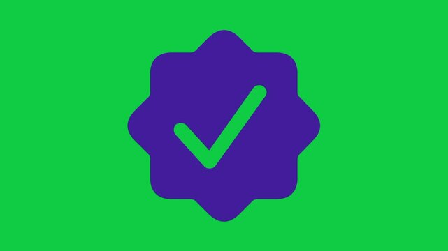 Verify Icon Animation, 4K Verified Check Mark Symbol Motion Graphic on Green Screen Background