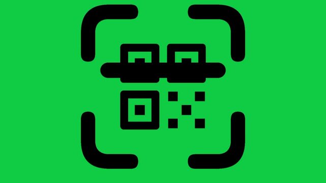 Scanning QR Code Animation, 4K QR Reader Icon Motion Graphic on Green Screen Background
