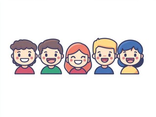 Fototapeta premium Simple illustration of a smiling family on a white background. Happy family, family day.