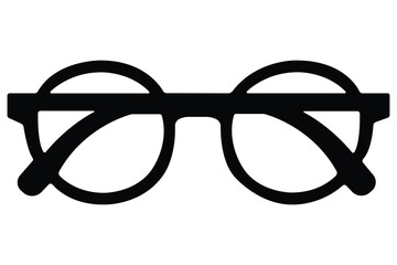 Fototapeta premium Round Glasses Silhouette Vector Illustration, Sunglasses style sign for fashion, glasses silhouette design, black round glasses outline vector, vector outline symbol, logo illustration,