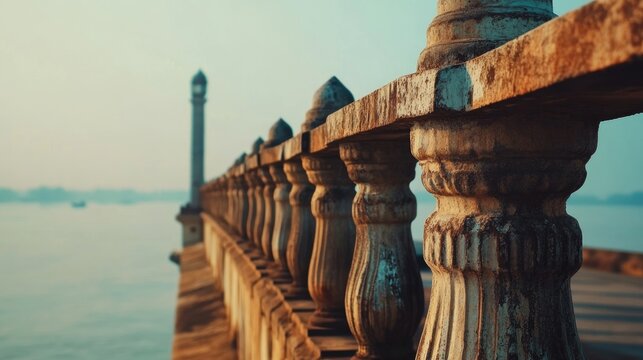 A close-up of the architectural details of Digha Sonpur Bridge