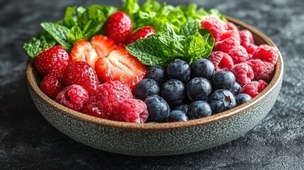 Fresh summer berries in bowl.