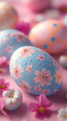 Obraz premium Art pastel flower painting easter eggs