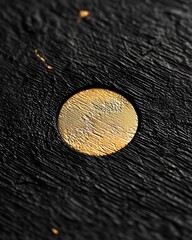 Elegant monogram logo with gold foil embossing on textured black paper, refined aesthetics, close-up macro shot, luxury branding