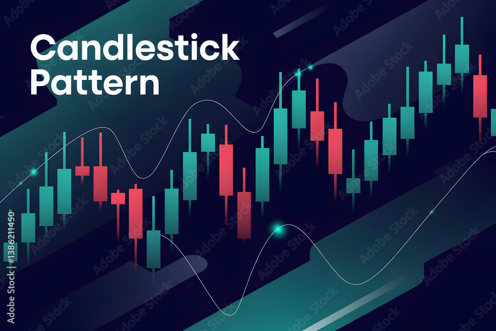 Poster Candlestick pattern showing stock market data visualizing bullish and bearish trends