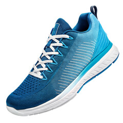 sport shoe on white background. Close-up of a pair of modern, vibrant teal-blue athletic shoes.