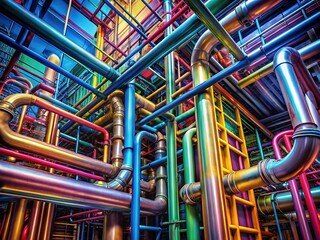 Industrial Pipes, Abstract Painting, Steel Pipes, Artistic