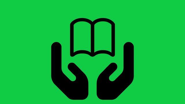 Hands Holding Book Icon Animation | 4K Education Symbol Motion Graphic on Green Screen