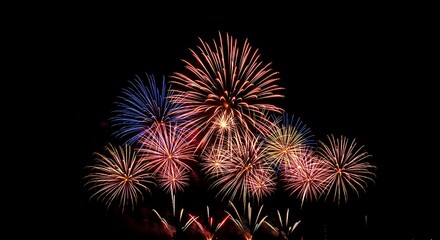 Night Sky Illuminated by Festive Fireworks Display AI Generated