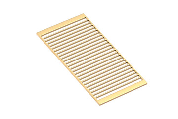 Golden grill grid isolated on white background. 3d render