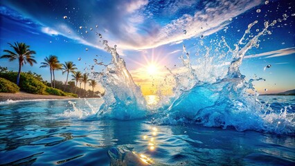 Fototapeta premium Jumping into Water Splashing Summer Fun