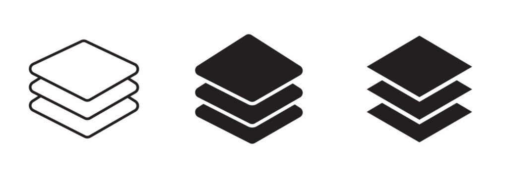 Layer stack illustration. Two, three four and five layers. Layer tier diagram icon