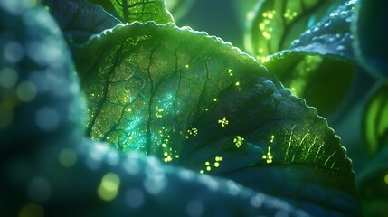 Inside plant leaf molecular level chloroplast glowing they absorb photon high contrast atomic texture ultra detailed photorealism scientifically accurate perspective soft cinematic depth ultra HD
