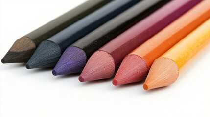 close up colored pencils in a row