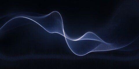 Fototapeta premium Abstract Dark Blue Wave Digital Art Elegant Flowing Design Background Navy Curve Lines Light Space
