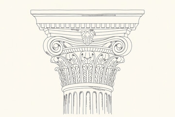 Obraz premium line drawing of a Corinthian pilaster with elaborate capital