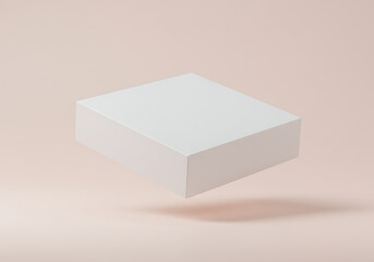 White box floating product display mockup on pastel background studio