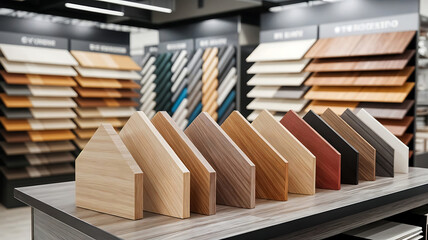 Assortiment d'essences de bois dans le magasin